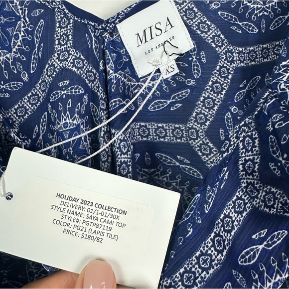 New Misa Los Angeles Saya Cami & Joggers In Lapis Tile Size XS - Picture 6 of 12
